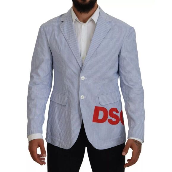 Dsquared² Blue Striped Single Breasted Formal Coat Men's Blazer (Pre-Owned)